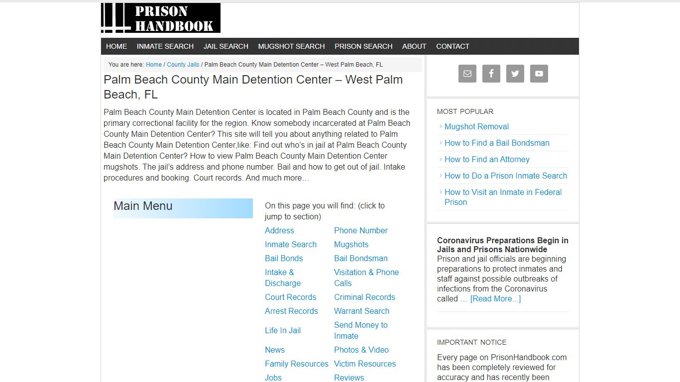 Palm Beach County Main Detention Center – West Palm Beach, FL